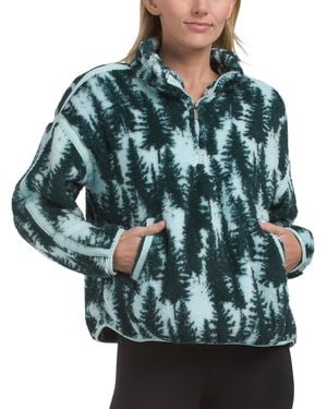 TJ Maxx Cedar Ridge Quarter Zip Printed Sherpa Jacket For Polyester - Green
