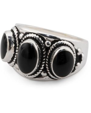TJ Maxx Sterling Plated Onyx Band Ring - Black