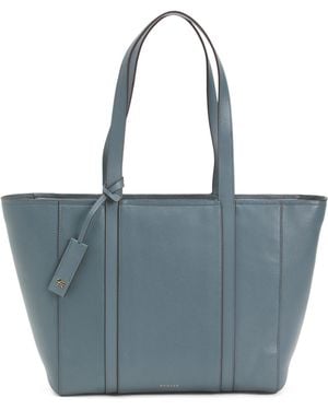 TJ Maxx Leather Knightsbridge Road Large Ziptop Tote - Blue