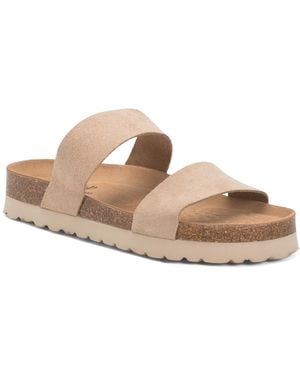 TJ Maxx Suede 2 Bands Footbed High Sole Sandals For - Gray