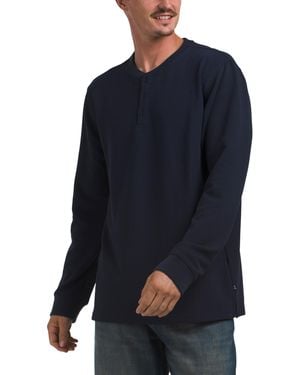TJ Maxx Mini Waffle Knit Henley Top For Spandex/Polyester - Blue