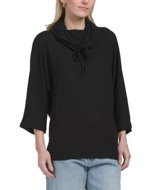 TJ Maxx Charlie Turtleneck Drop Elbow Sleeve Top For Spandex/Polyester/Rayon - Black