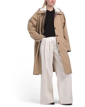 TJ Maxx Marleigh Long Car Coat, Nylon/Spandex/Cotton - Natural