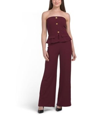 TJ Maxx Strapless Peplum Jumpsuit For Spandex/Polyester - Red