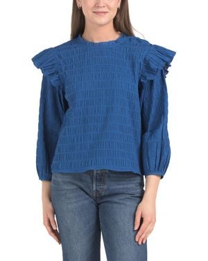 TJ Maxx Aria Ruffle Top For Cotton - Blue