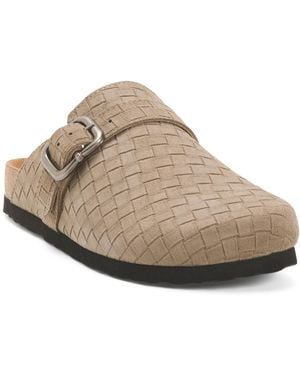 TJ Maxx Suede Buckle Clogs For - Natural