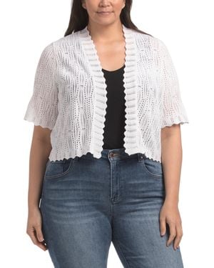 TJ Maxx Plus Sweater Shrug Cardigan, Acrylic - White
