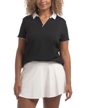TJ Maxx Upf 50 Contrast Short Sleeve Polo For Nylon - Black