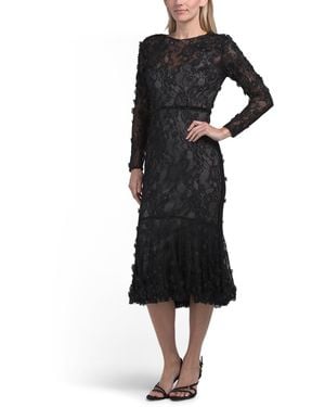TJ Maxx Long Sleeve Embellished Cocktail Dress For Polyester - Black