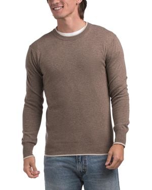 TJ Maxx Merino Wool Blend Tipped Crew Neck Sweater For Merino Wool/Viscose/Cashmere - Brown