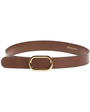 TJ Maxx Leather Fiorella Belt With Oval Buckle For - Brown