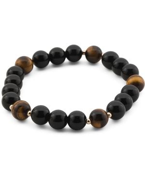 TJ Maxx 14Kt Tiger Eye And Onyx Ombre Bead Bracelet - Black