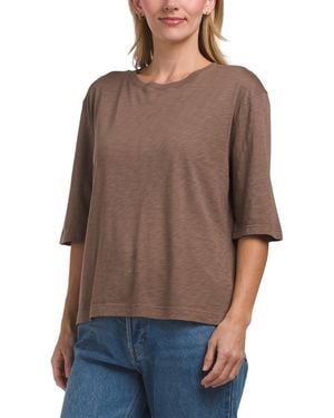 TJ Maxx Supima Cotton Reid Oversized Crew Neck Top For - Brown