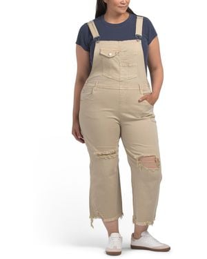 TJ Maxx Plus Distressed Overalls For Spandex/Cotton/Polyester - Natural
