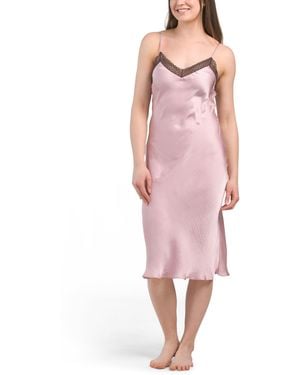 TJ Maxx Ashley Icon Gown With Lace Trim For Nylon/Spandex/Polyester - Pink
