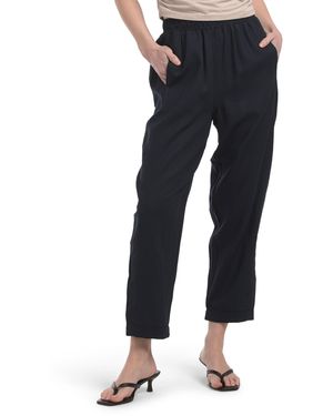 TJ Maxx Linen Blend Elastic Waist Cuffed Pants For Linen/Rayon - Blue