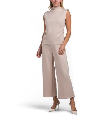 TJ Maxx 2Pc Ruched Funnel Neck Tank And Cropped Pants Set For Polyester/Viscose - Gray