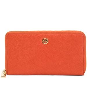 TJ Maxx Leather Large Zip Round Tooled Wallet, Leather - Orange