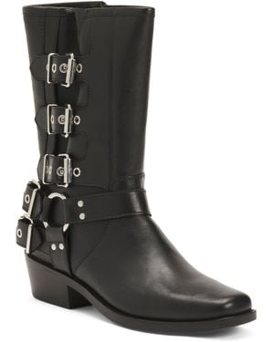 TJ Maxx Leather Steffie Mid Shaft Moto Boots For - Black