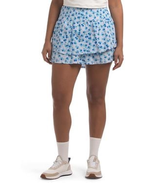 TJ Maxx Upf 50 Printed Ruffle Skirt, Spandex/Polyester - Blue