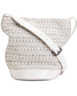 TJ Maxx Leather Emery Woven Bucket Shoulder Bag For - White