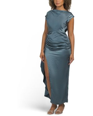 TJ Maxx Grecian Cap Sleeve Cowl Back Dress For Polyester - Blue