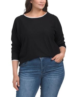 TJ Maxx Plus Dolman Sleeve Top With Tipping For Nylon/Rayon - Black