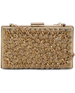 TJ Maxx Crystal Champagne Stones Clutch Bag, Leather - Metallic