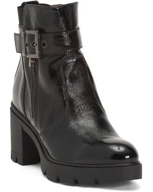 TJ Maxx Patent Leather Buckle Heeled Booties For - Black