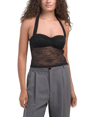 TJ Maxx Sugarberry Lace Halter Top For Spandex/Polyester - Black