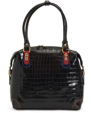TJ Maxx Leather Crocodile Tote, Leather - Black
