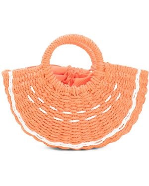 TJ Maxx Woven Satchel, Leather - Orange
