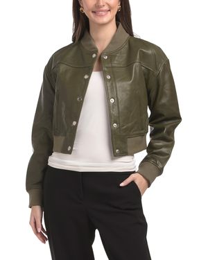TJ Maxx Leather Lindsey Jacket, Polyester/Leather - Gray