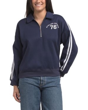 TJ Maxx Stripe Half Zip Pull Over Sweatshirt For Polyester - Blue
