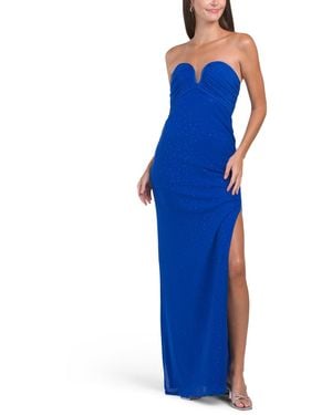 TJ Maxx Sleek Strapless Gown For Spandex/Polyester - Blue