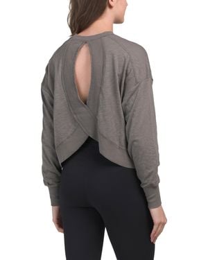 TJ Maxx Keyhole Back Oversized Long Sleeve T-Shirt, Cotton/Polyester - Gray