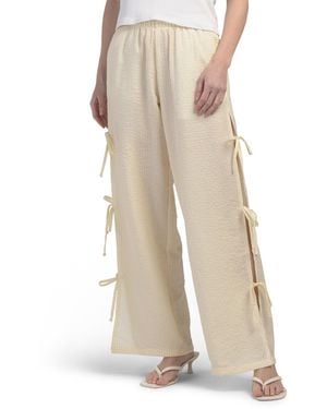 TJ Maxx Side Tie Gingham Pants For Cotton/Polyester - Natural