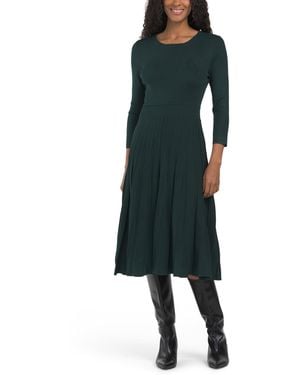 TJ Maxx Novelty Stitch Pleated Knit Dress For Polyester/Viscose - Green