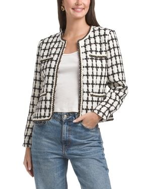 TJ Maxx Jenna Boucle Blazer With Braided Trim, Polyester/Acrylic/Rayon - Blue