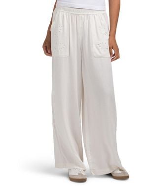TJ Maxx Linen Blend Woven Embroidered Pants For Linen/Viscose - Gray