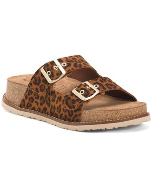 TJ Maxx Leather Two Band Platform Sandals For - Brown
