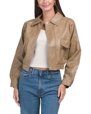 TJ Maxx Vegan Leather Bomber Jacket - Blue