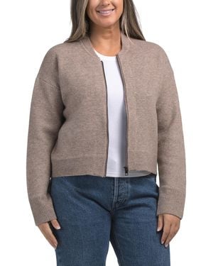 TJ Maxx Lidia Cropped Bomber Jacket, Polyester/Acrylic - Gray