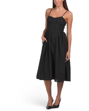 TJ Maxx Eyelet Corset Midi Dress For Polyester - Black