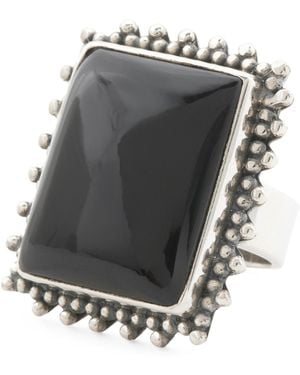 TJ Maxx Sterling Onyx Square Bead Trim Ring - Gray
