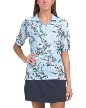 TJ Maxx Upf 30 Short Sleeve Quarter Zip Print For Nylon/Spandex/Polyester - Blue