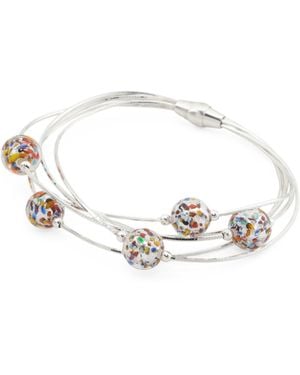 TJ Maxx Sterling Multi Murano Glass Bead Bracelet - White