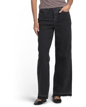 TJ Maxx Teresa Wide Leg Released And Frayed Cuffs For Spandex/Cotton/Polyester - Black