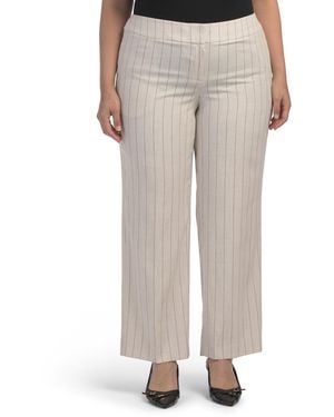 TJ Maxx Plus Fly Front Wide Leg Pants For Polyester/Viscose - Natural