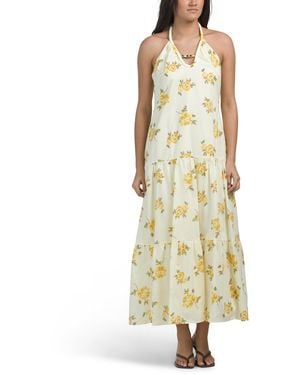 TJ Maxx Sleeveless Halter Neck Maxi Dress For Cotton - Metallic